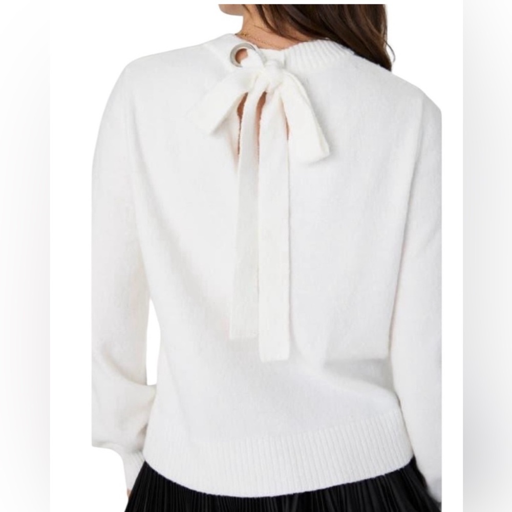 French Connection White Sweater with Bow Detail NWOT